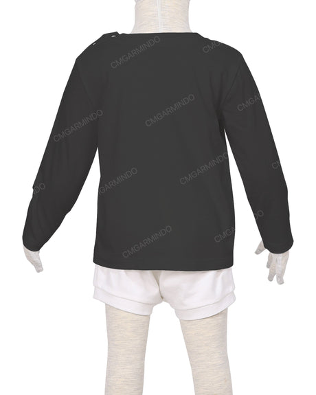 Long Sleeve Shoulder Snap Crew Neck T-Shirt
