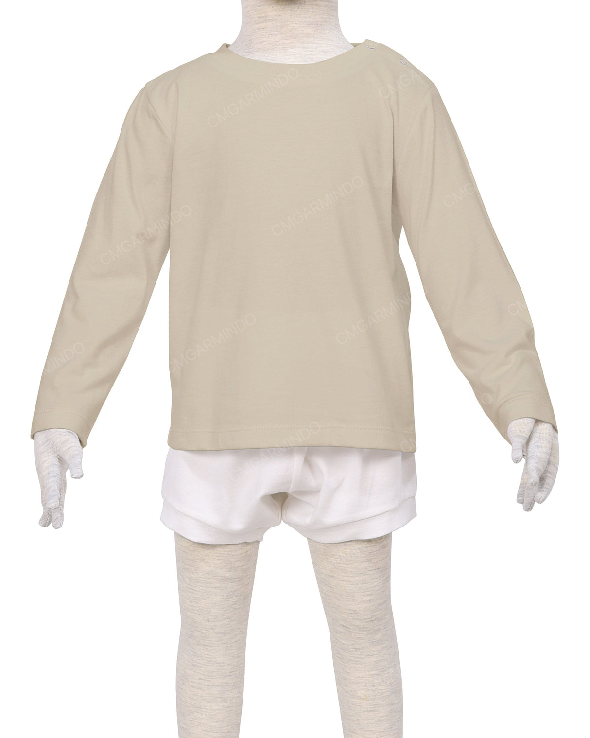 Long Sleeve Shoulder Snap Crew Neck T-Shirt