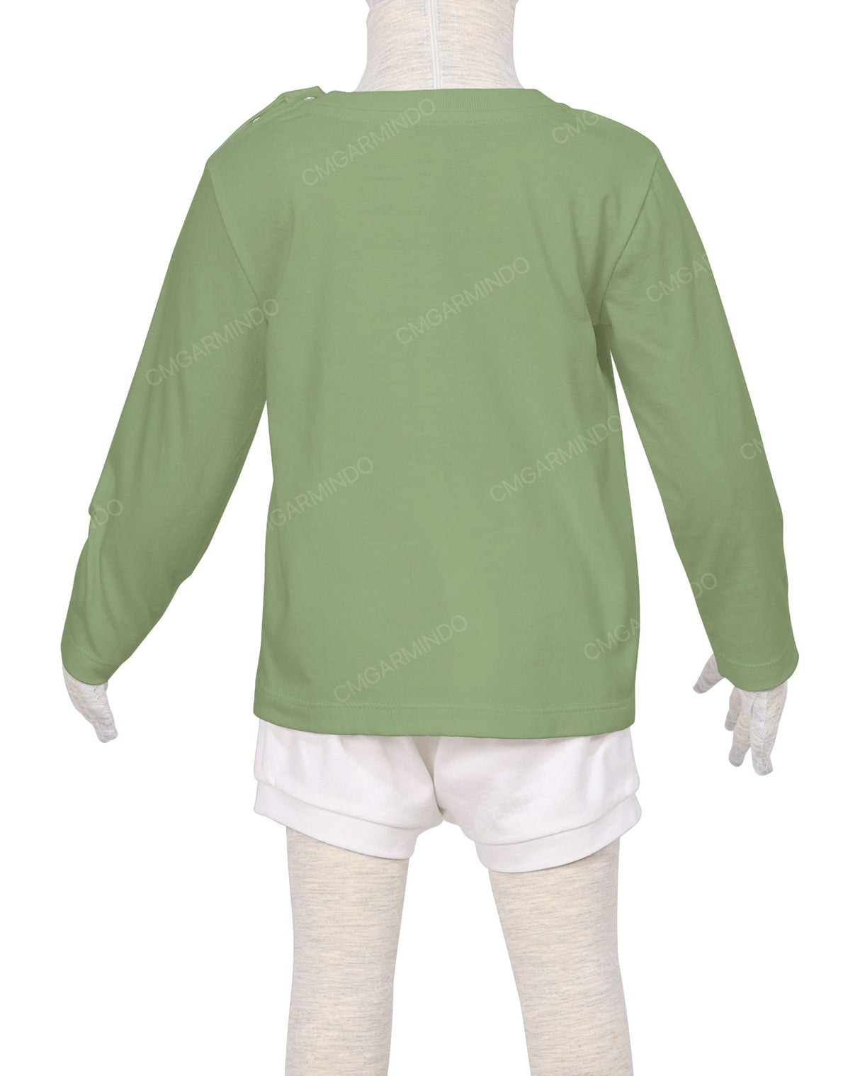 Long Sleeve Shoulder Snap Crew Neck T-Shirt