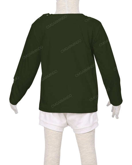 Long Sleeve Shoulder Snap Crew Neck T-Shirt