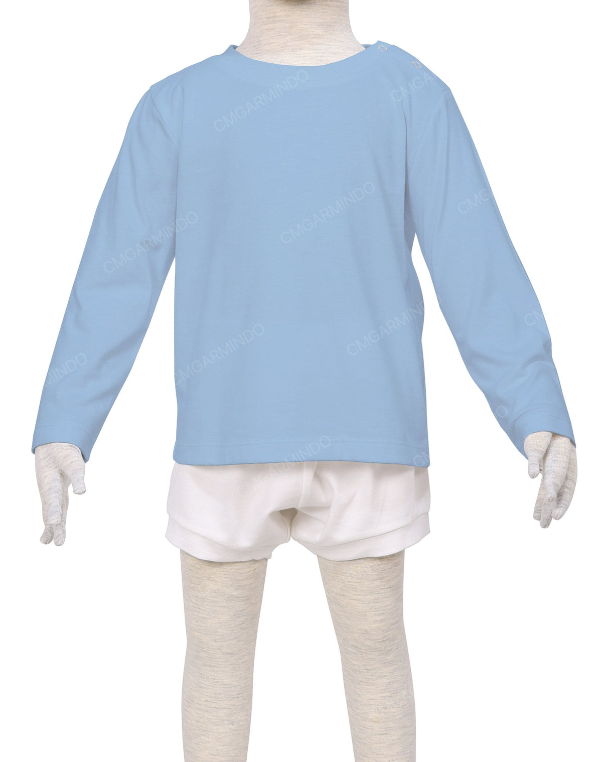 Long Sleeve Shoulder Snap Crew Neck T-Shirt
