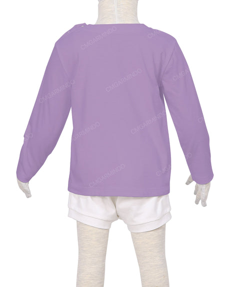 Long Sleeve Shoulder Snap Crew Neck T-Shirt