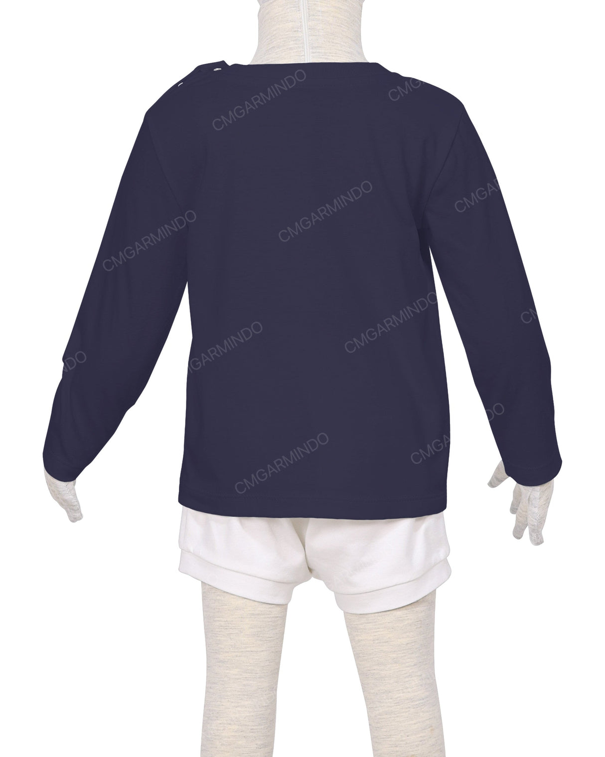 Long Sleeve Shoulder Snap Crew Neck T-Shirt