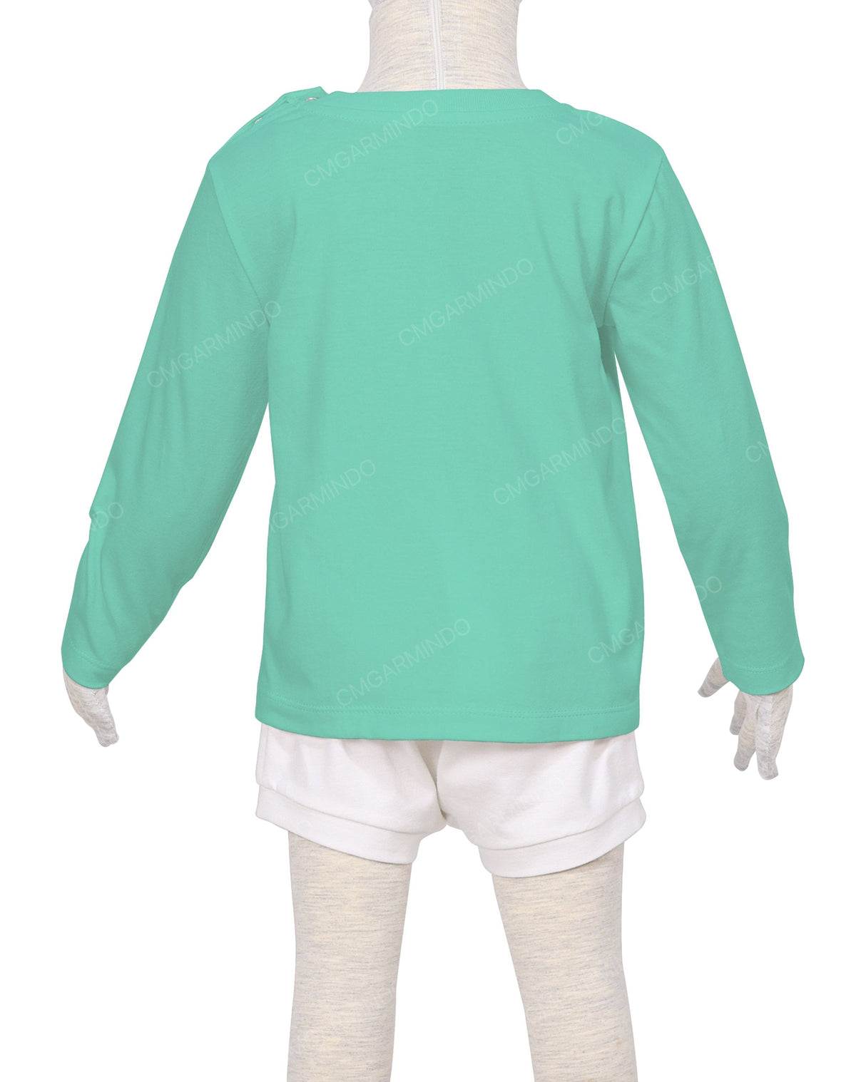 Long Sleeve Shoulder Snap Crew Neck T-Shirt