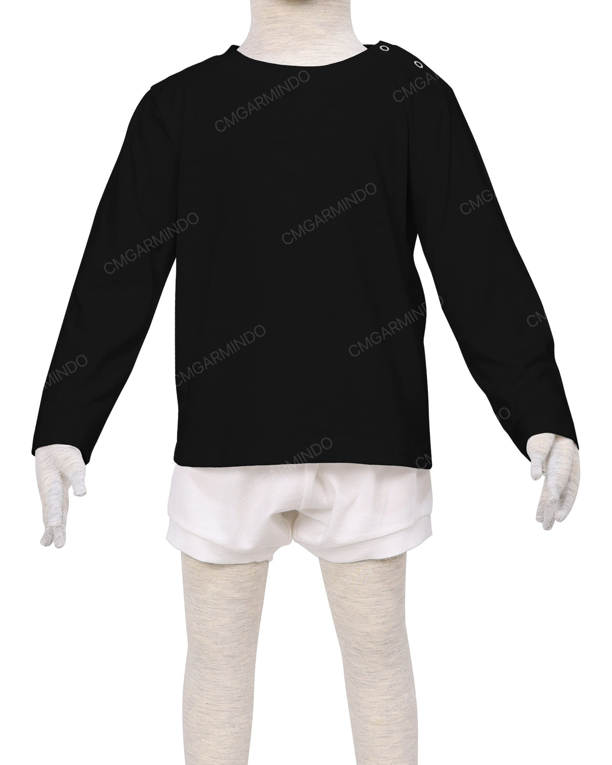 Long Sleeve Shoulder Snap Crew Neck T-Shirt