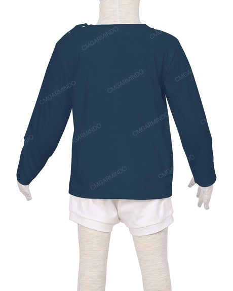 Long Sleeve Shoulder Snap Crew Neck T-Shirt