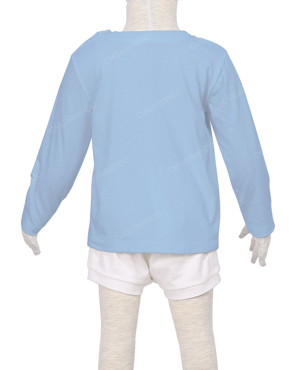 Long Sleeve Shoulder Snap Crew Neck T-Shirt