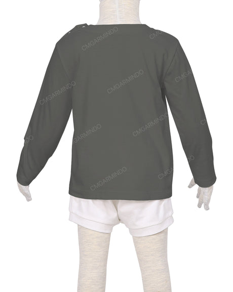 Long Sleeve Shoulder Snap Crew Neck T-Shirt