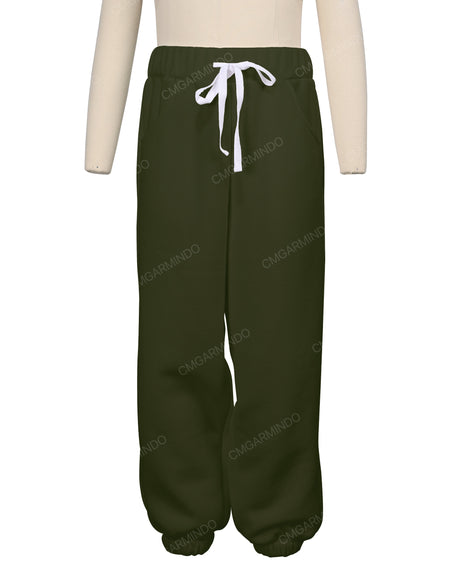 Elastic Folded Hem Sweatpants