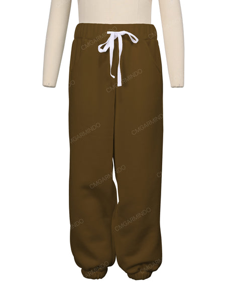 Elastic Folded Hem Sweatpants