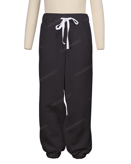 Elastic Folded Hem Sweatpants
