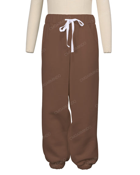 Elastic Folded Hem Sweatpants