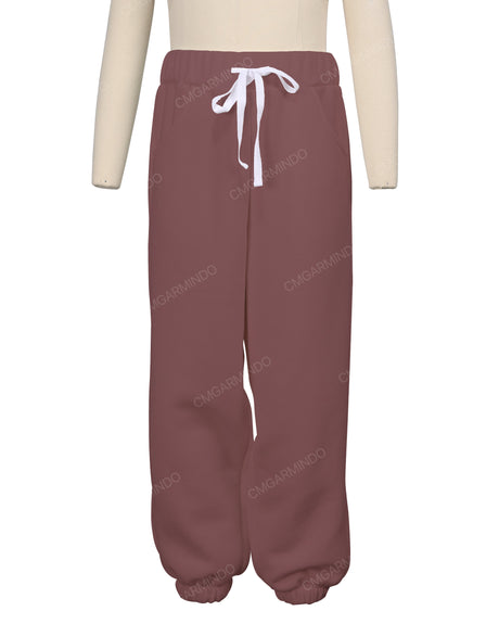 Elastic Folded Hem Sweatpants