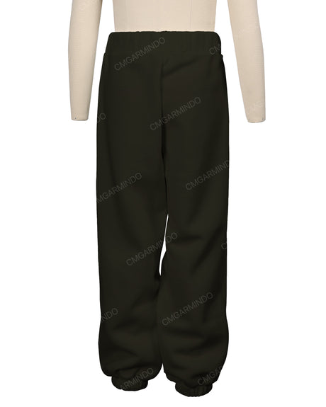 Elastic Folded Hem Sweatpants