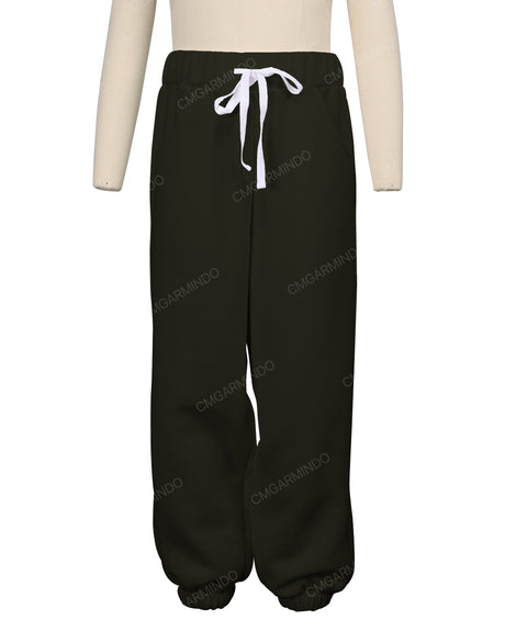 Elastic Folded Hem Sweatpants