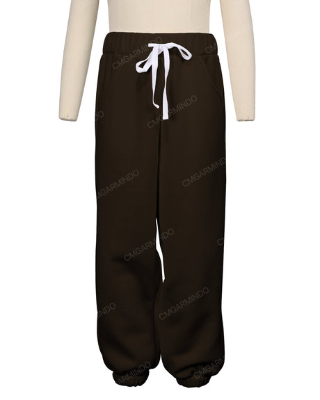 Elastic Folded Hem Sweatpants