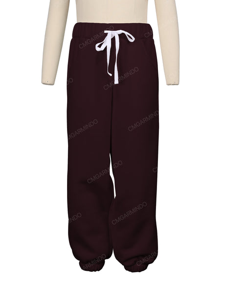 Elastic Folded Hem Sweatpants