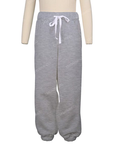 Elastic Folded Hem Sweatpants