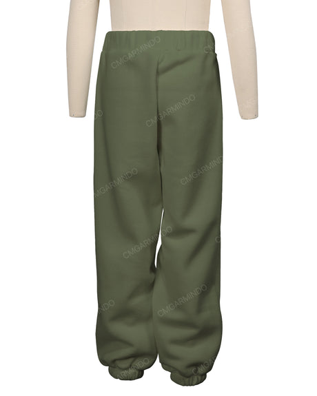 Elastic Folded Hem Sweatpants