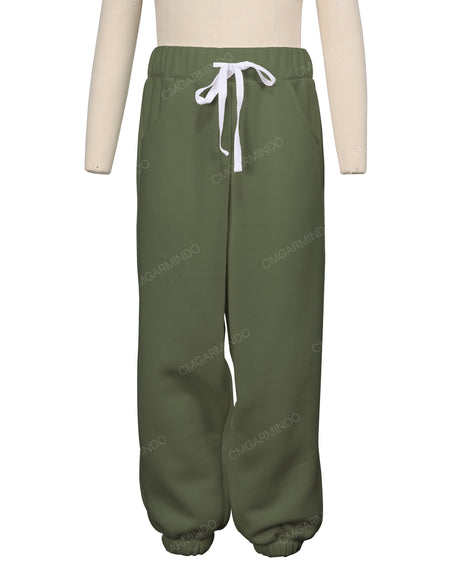 Elastic Folded Hem Sweatpants