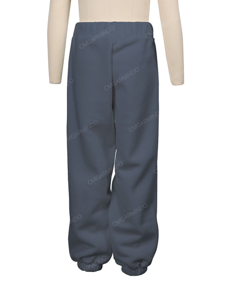 Elastic Folded Hem Sweatpants
