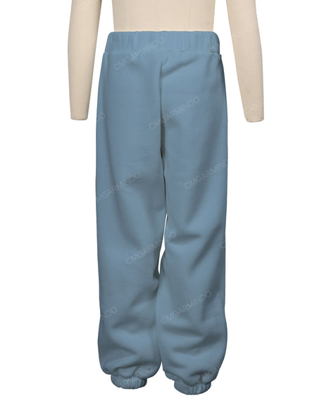 Elastic Folded Hem Sweatpants