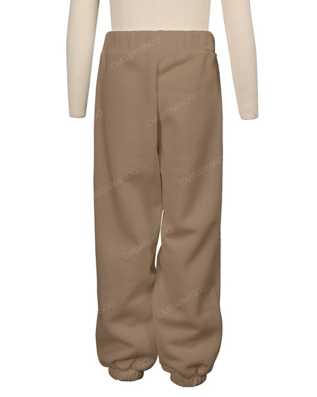 Elastic Folded Hem Sweatpants