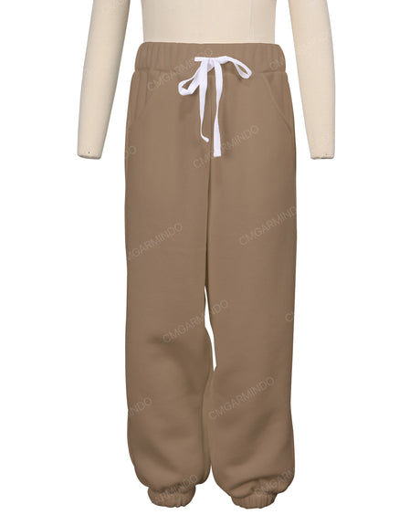 Elastic Folded Hem Sweatpants