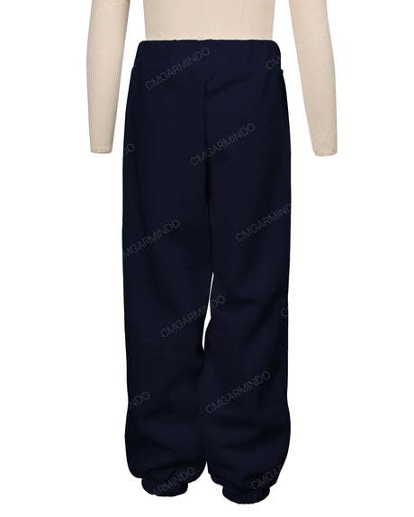 Elastic Folded Hem Sweatpants