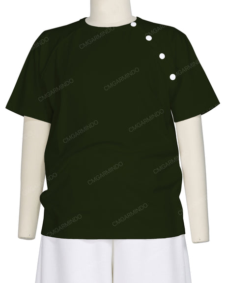 Button Shoulder Raglan T-Shirt