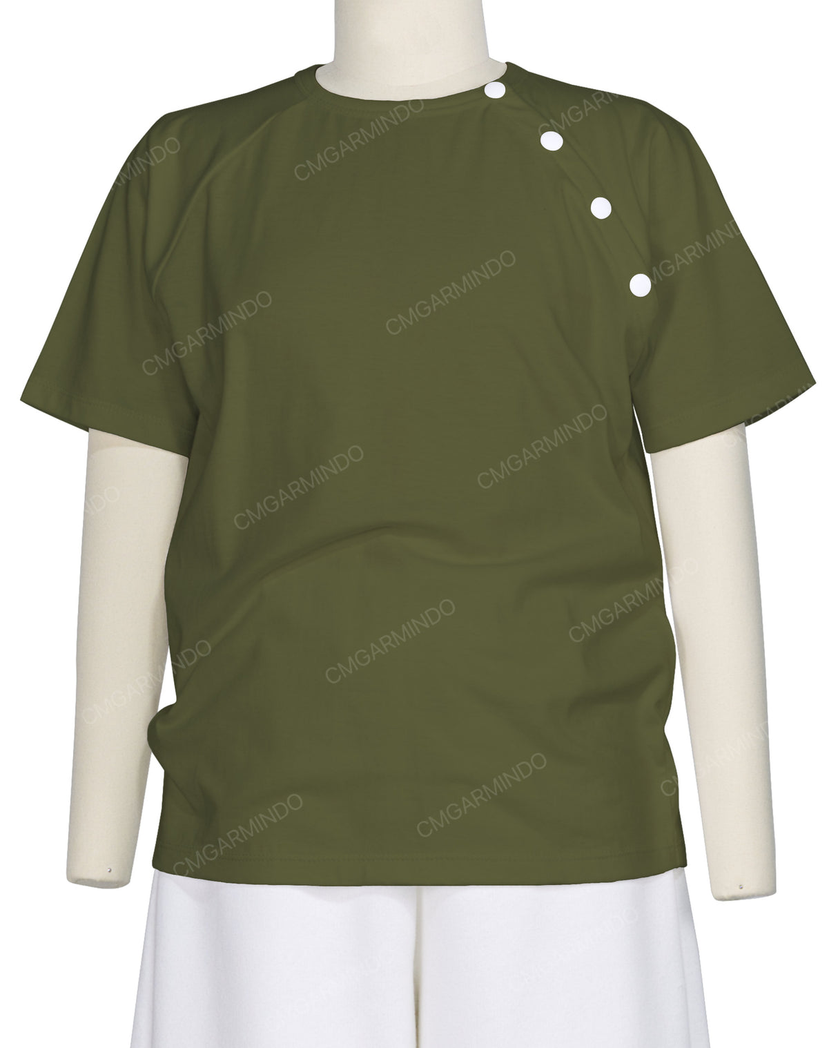 Button Shoulder Raglan T-Shirt