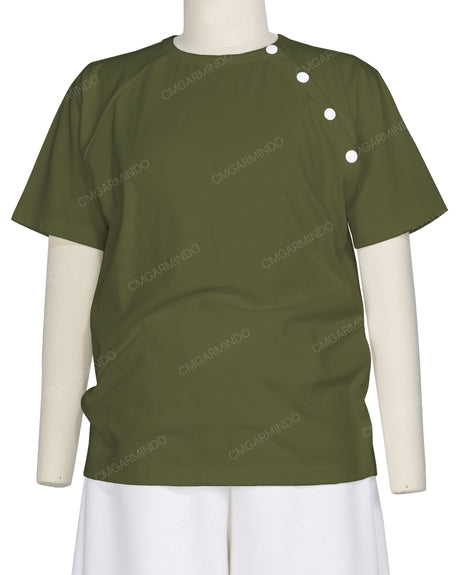 Button Shoulder Raglan T-Shirt