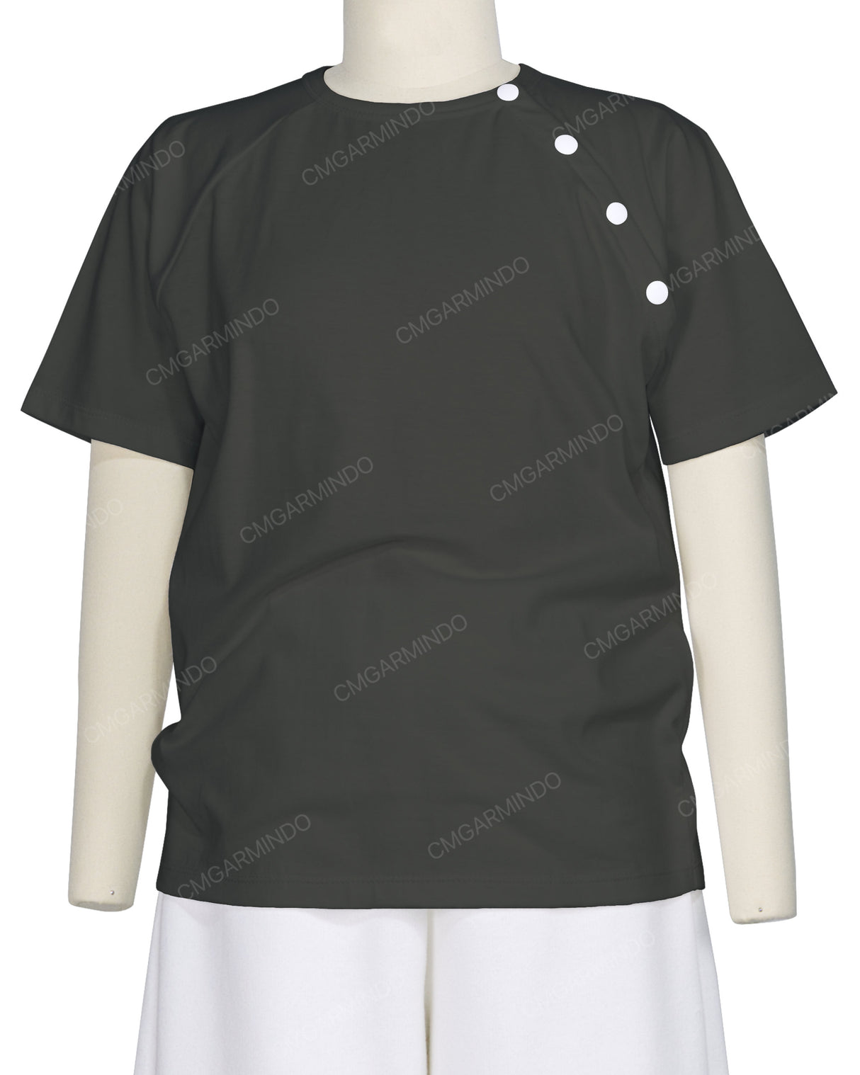 Button Shoulder Raglan T-Shirt