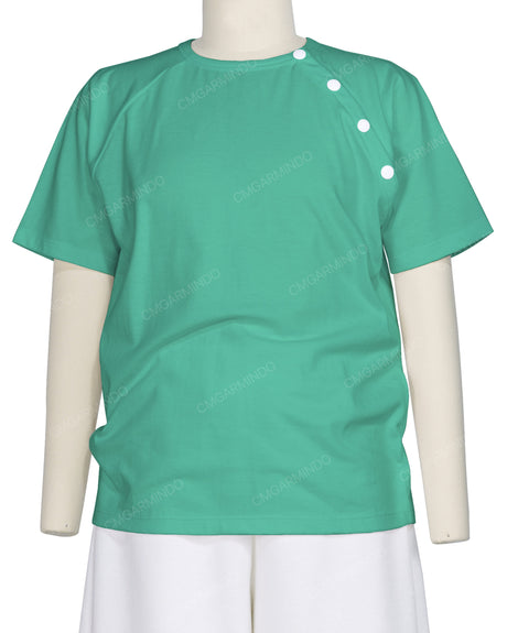 Button Shoulder Raglan T-Shirt