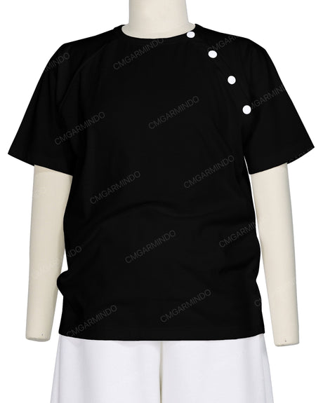 Button Shoulder Raglan T-Shirt
