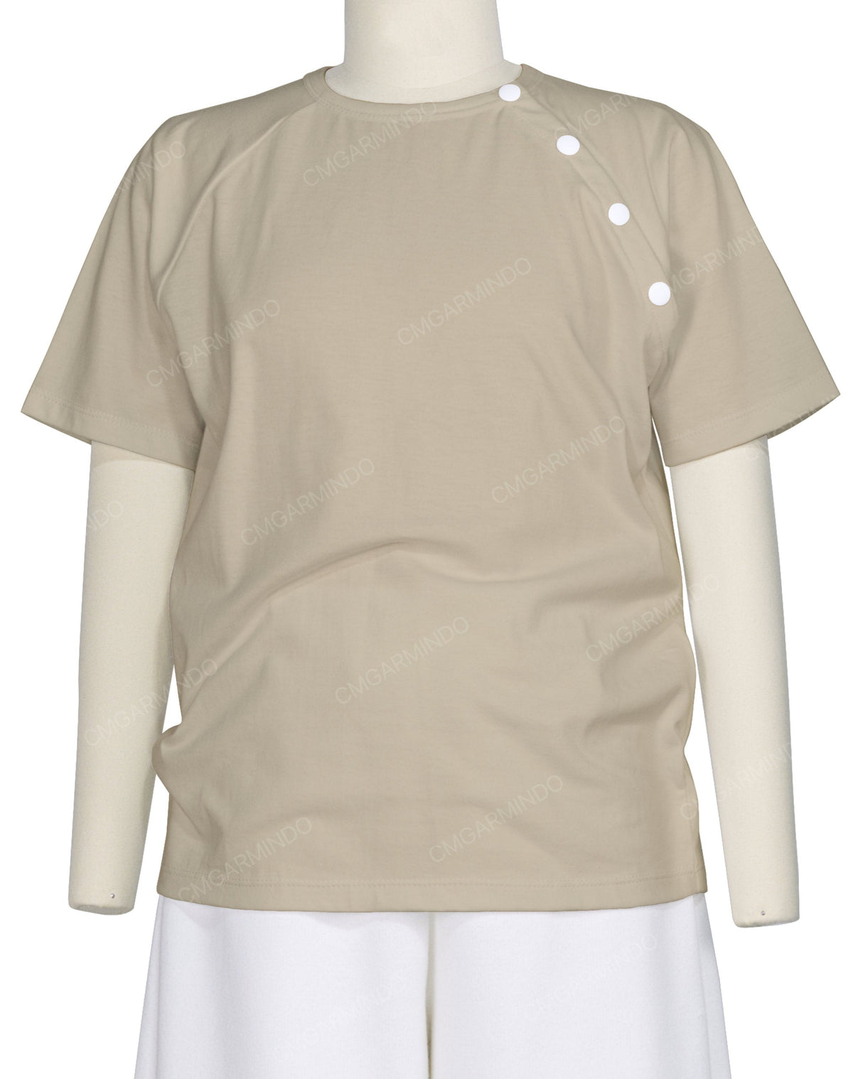 Button Shoulder Raglan T-Shirt