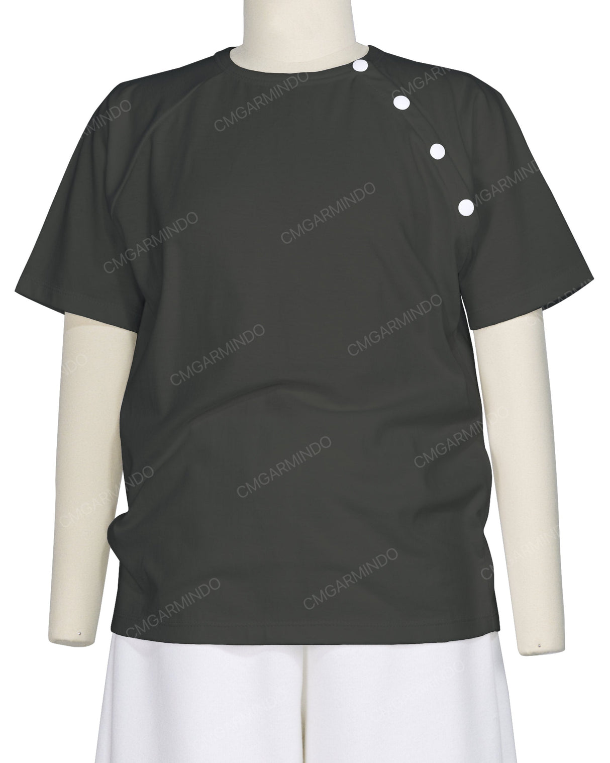 Button Shoulder Raglan T-Shirt