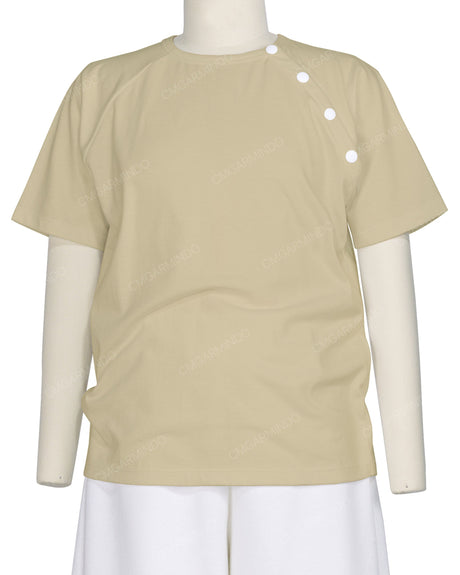 Button Shoulder Raglan T-Shirt