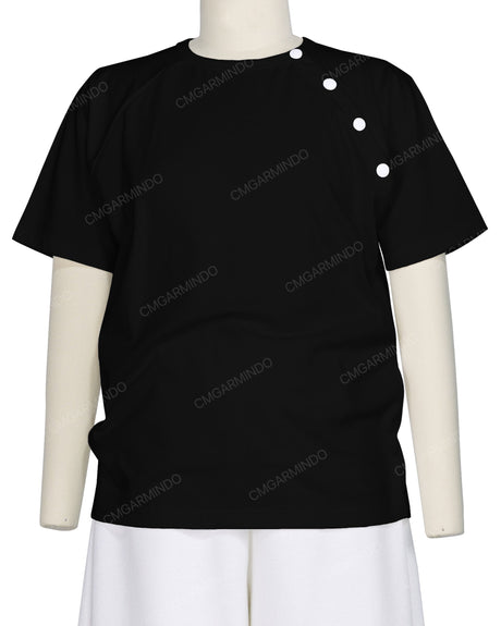Button Shoulder Raglan T-Shirt