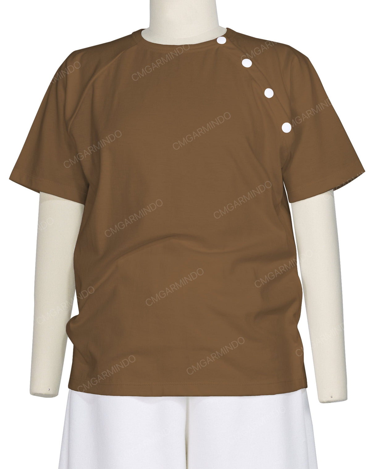 Button Shoulder Raglan T-Shirt
