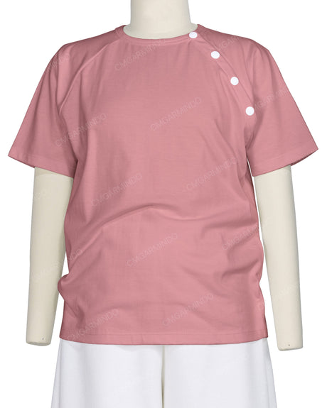 Button Shoulder Raglan T-Shirt