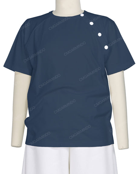 Button Shoulder Raglan T-Shirt