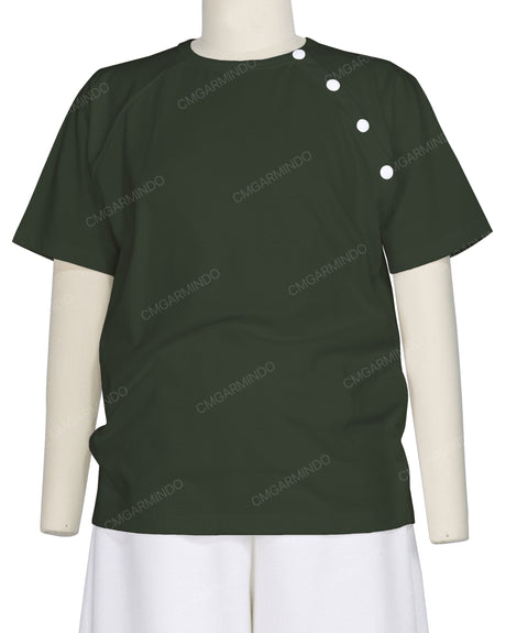 Button Shoulder Raglan T-Shirt
