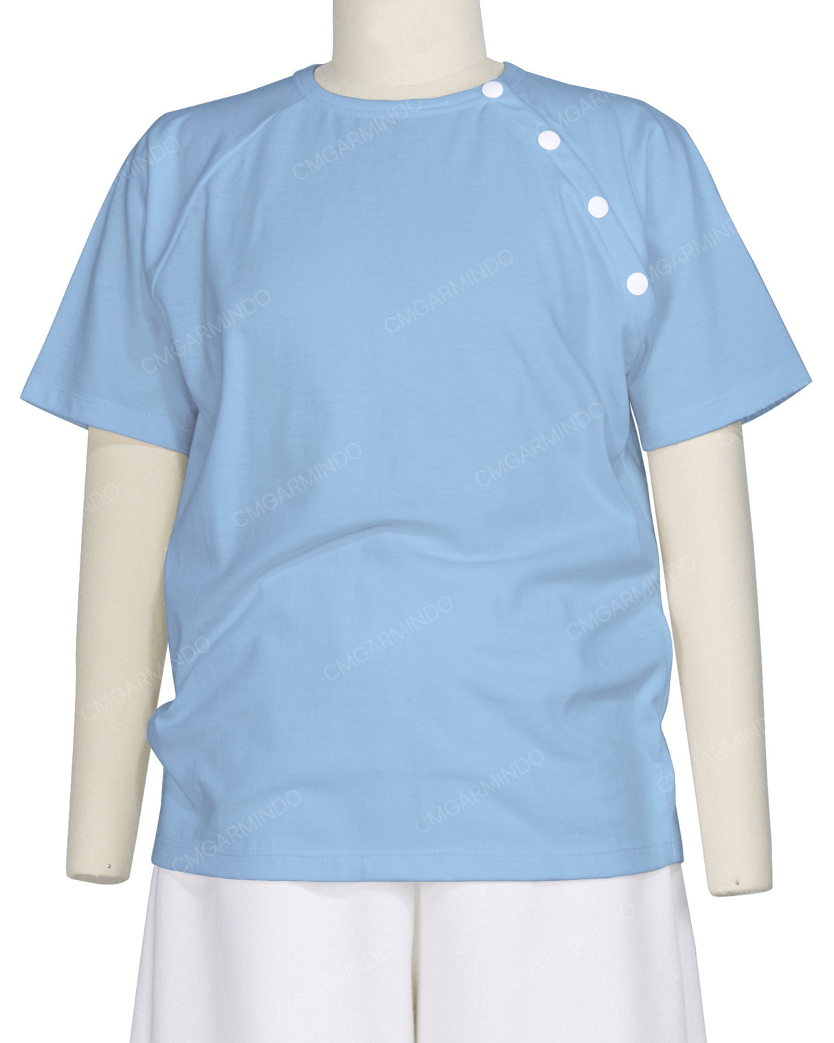 Button Shoulder Raglan T-Shirt