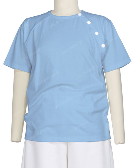 Button Shoulder Raglan T-Shirt