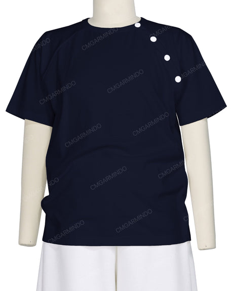 Button Shoulder Raglan T-Shirt