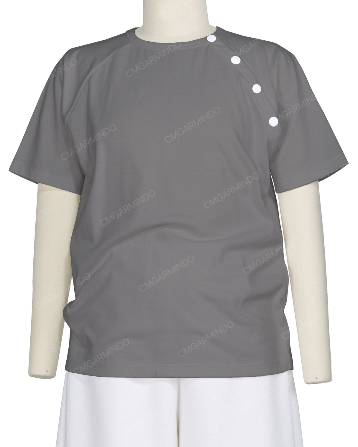 Button Shoulder Raglan T-Shirt
