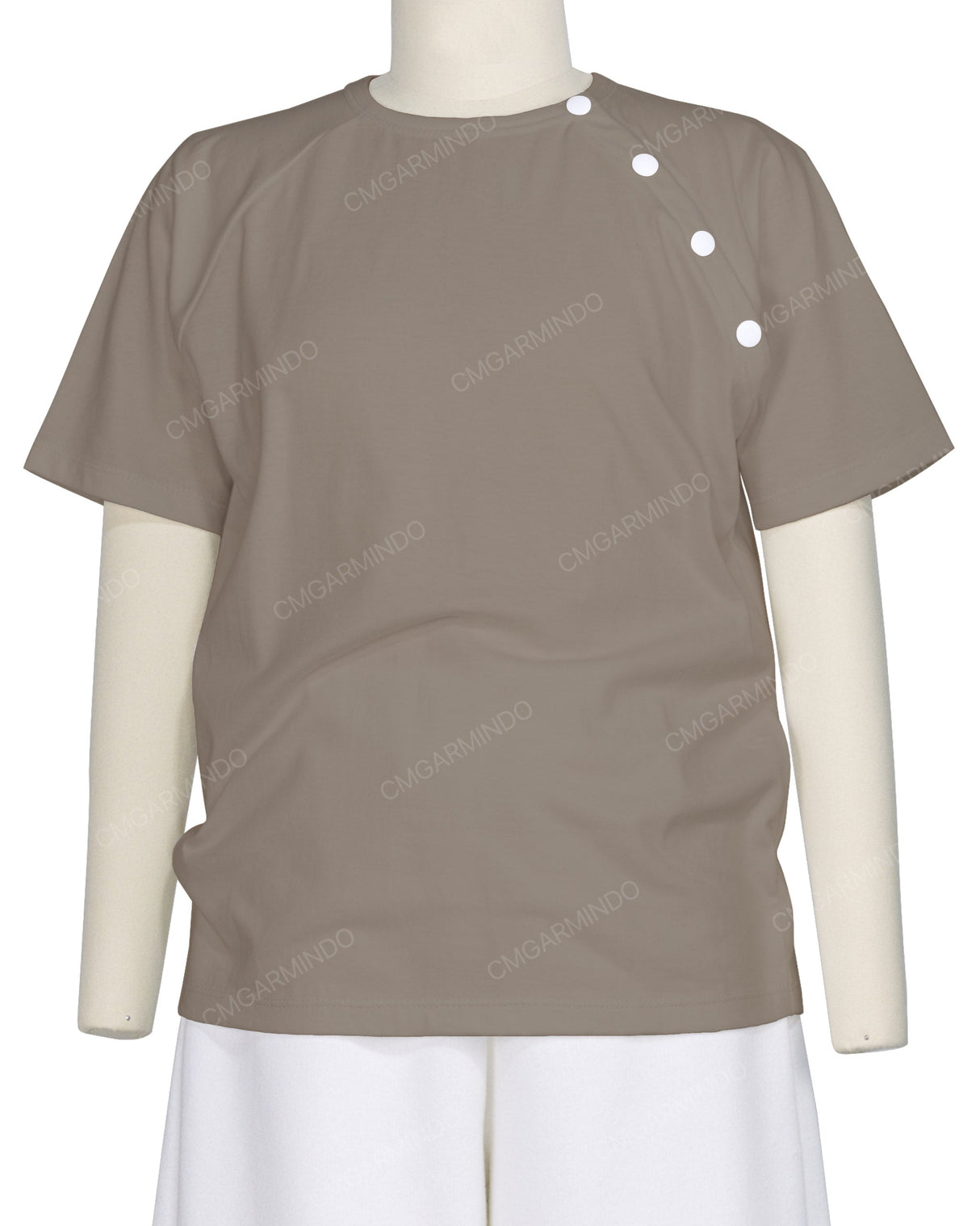 Button Shoulder Raglan T-Shirt