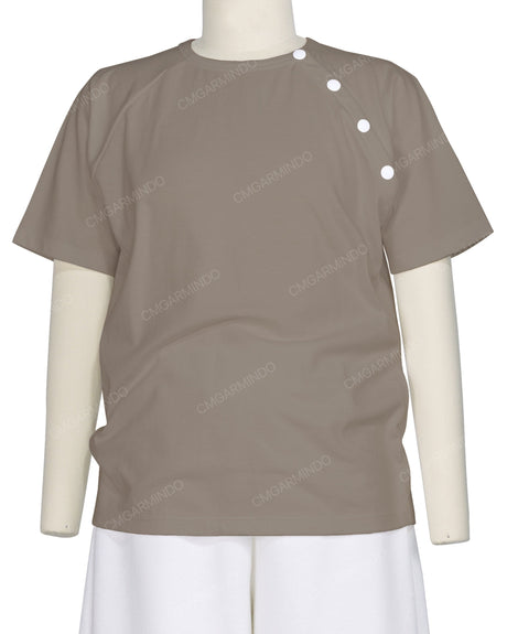Button Shoulder Raglan T-Shirt