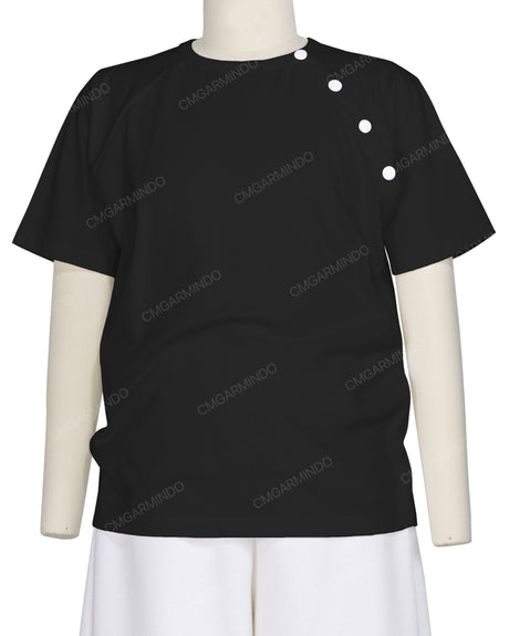 Button Shoulder Raglan T-Shirt